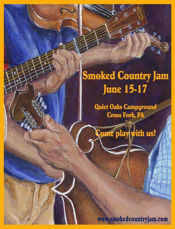 playing violin and guitar in smoked country jam