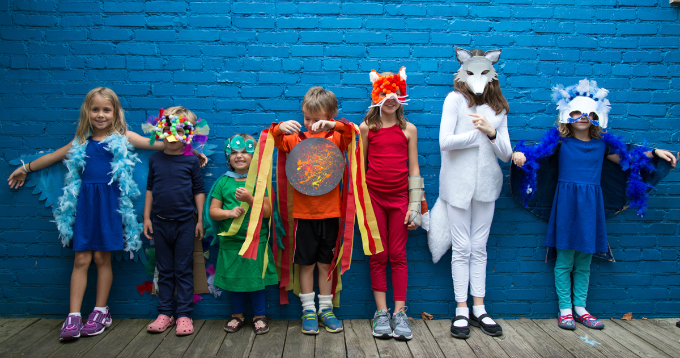 kids wearing different costumes
