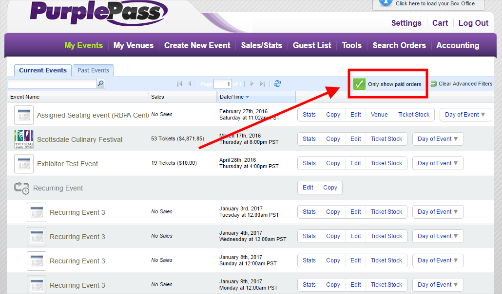 purplepass show paid tickets