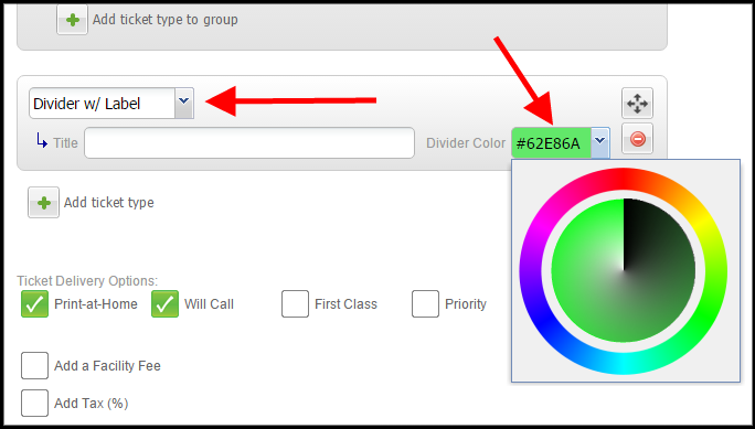 ticket type divider