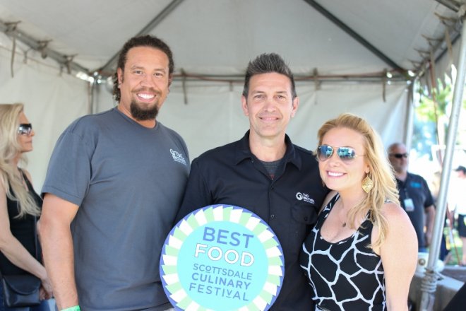 photo of two men and a woman at the scottsdale culinary festival