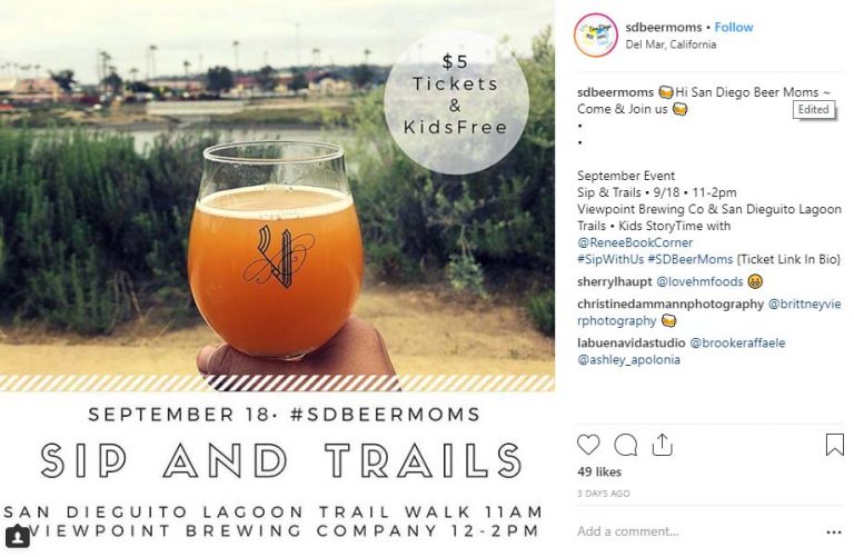 san diego beer moms sip and trails event