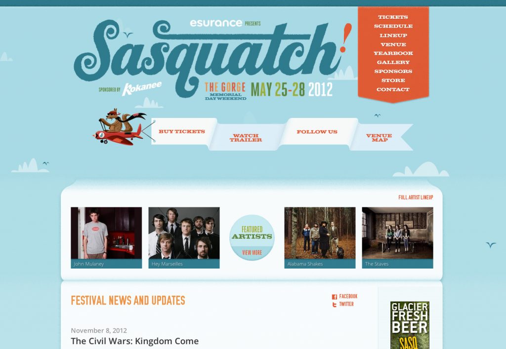 example of an event website