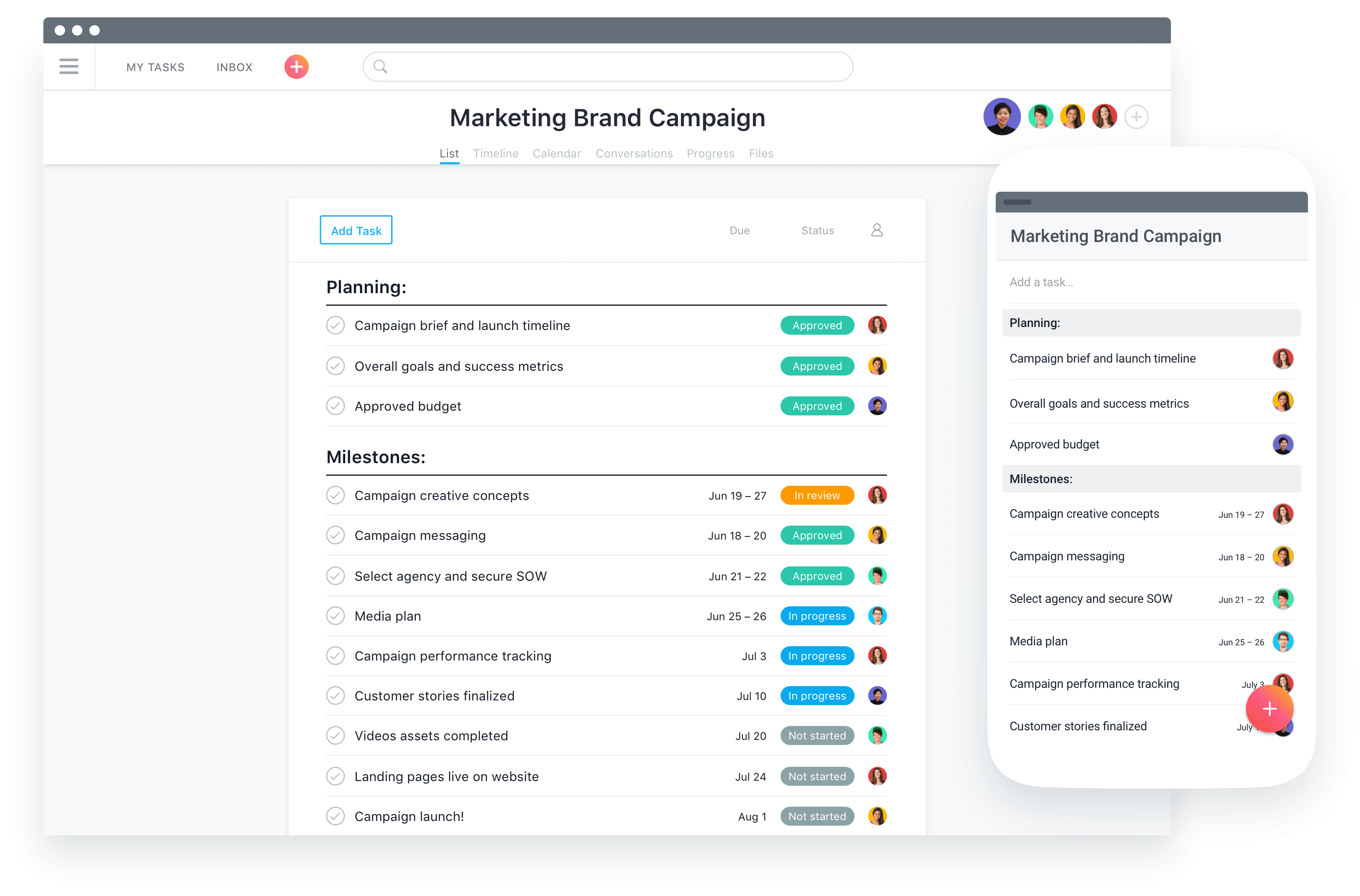 asana app used to track teams work, share tasks and manage projects