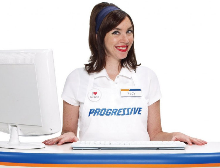 woman named flo wearing progressive shirt