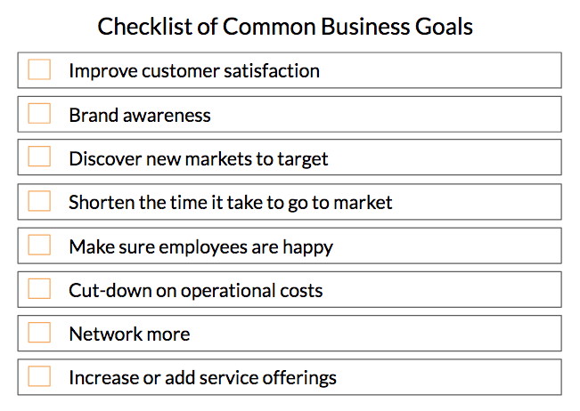 checklist of common business goals