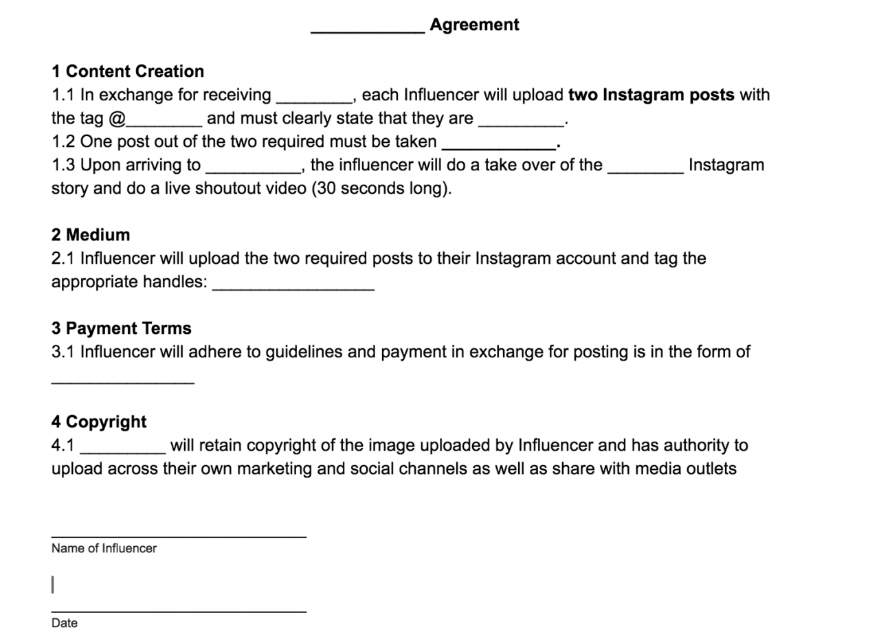 influencer template agreement