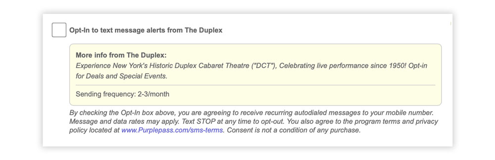 the duplex opt-in text message