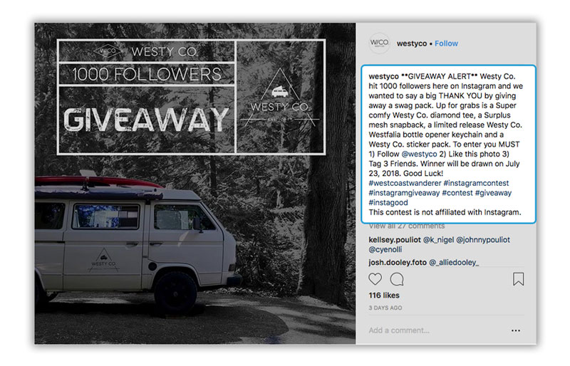instagram giveaway rules example