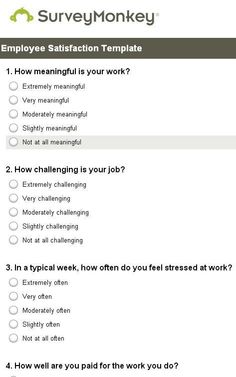 SurveyMonkey employee satisfaction template