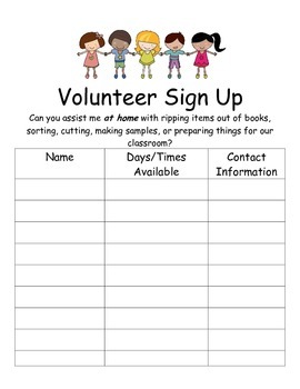 a volunteer sign up sheet