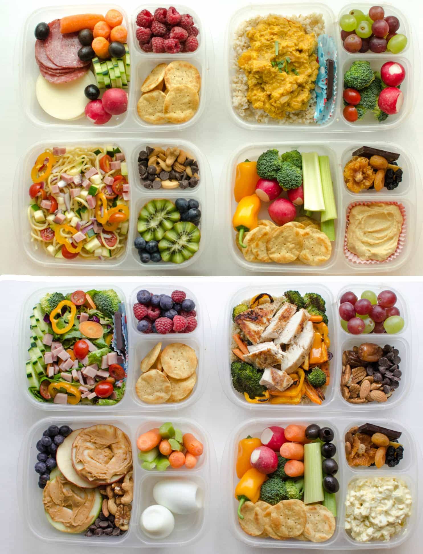 different healthy packed lunch meals