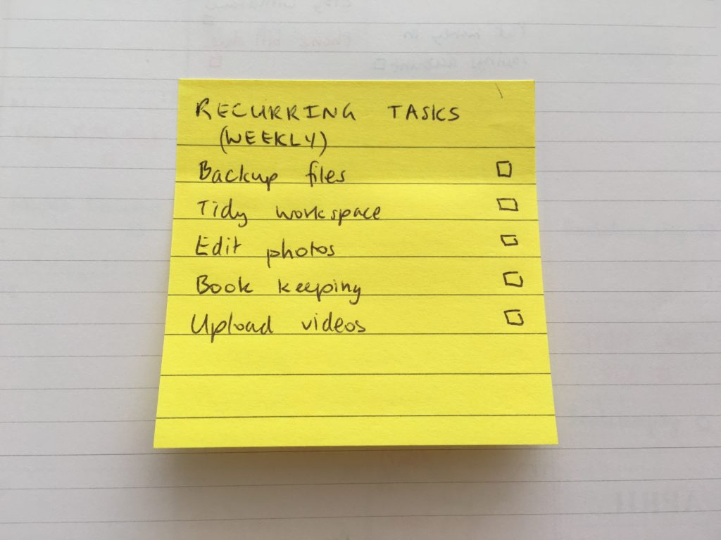 sticky notes for weekly planning