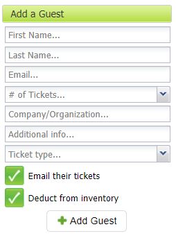 an editing code to add a new guest, number of tickets and ticket type