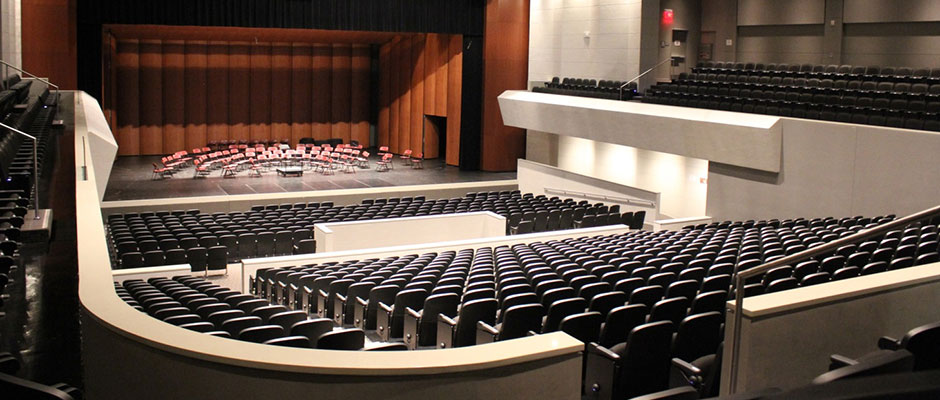 an empty Arcadia High School Performing Arts Center