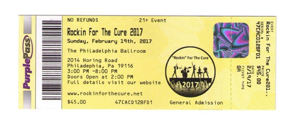 rockin for the cure 2017 ticket with barcode