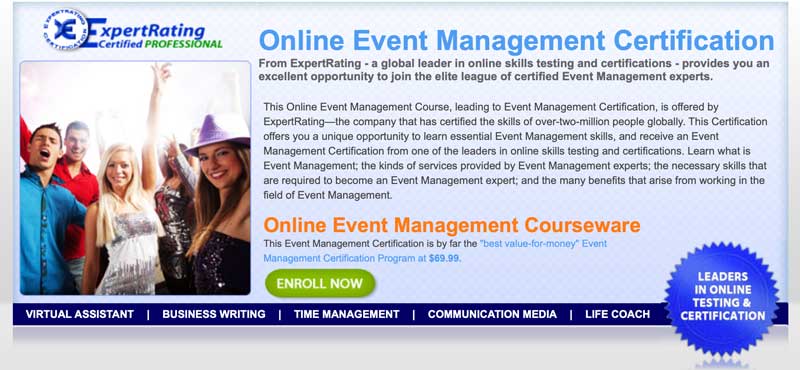 ExpertRating offers online event management certification