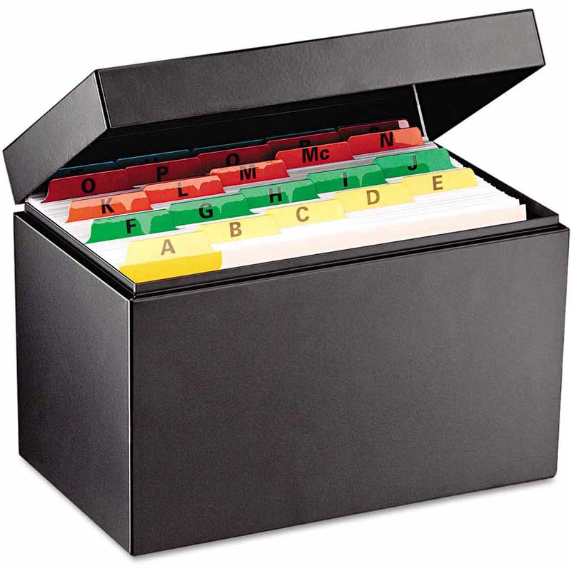 index box with colored tabs