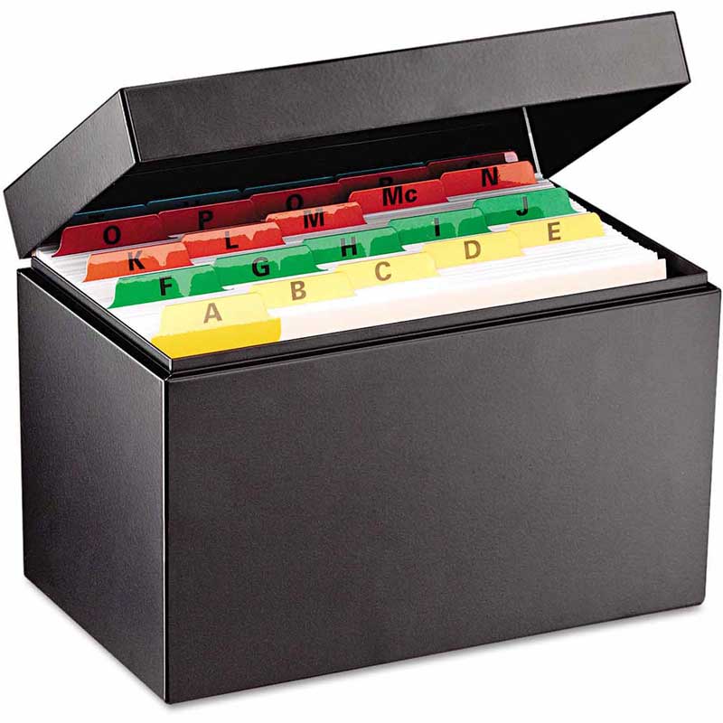 index box with colored tabs