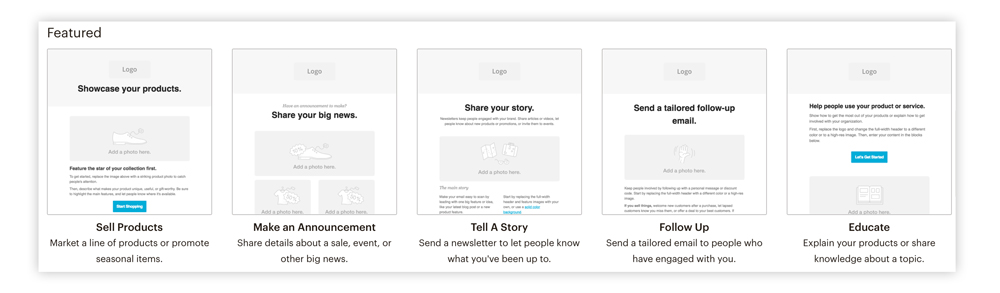 Mailchimp template layouts