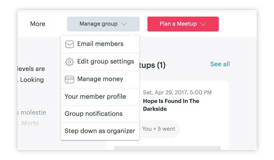 creating a meetup group