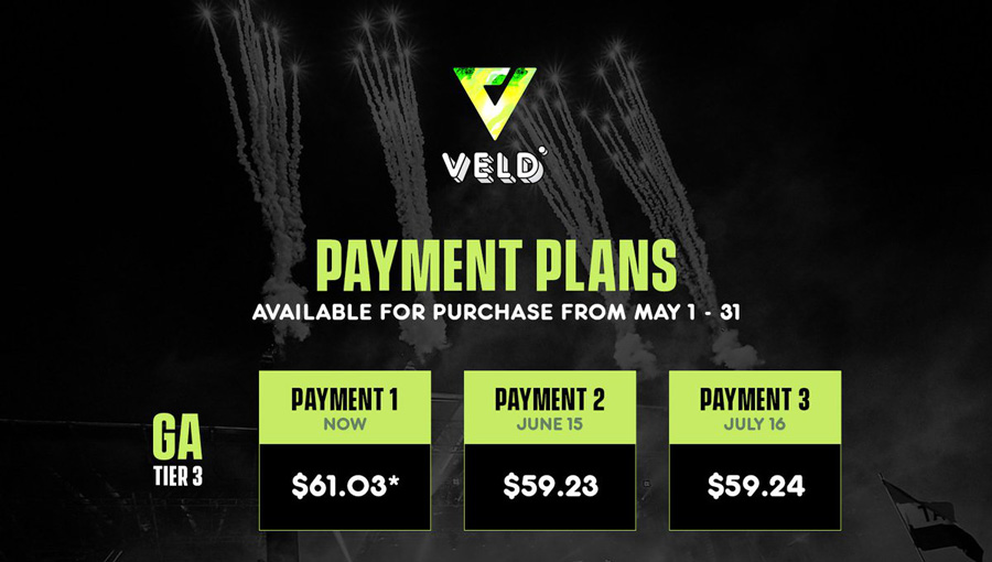 VELD payment plans for tickets