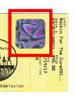 ticket hologram inside red box