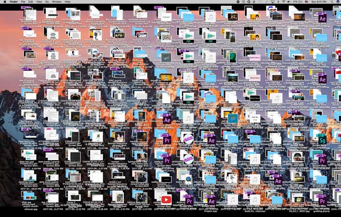 a cluttered computer desktop
