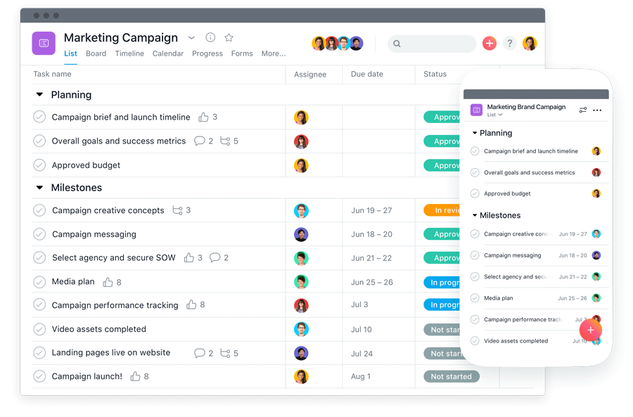 asana platform for communication