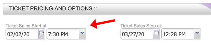 changing your ticket sales date