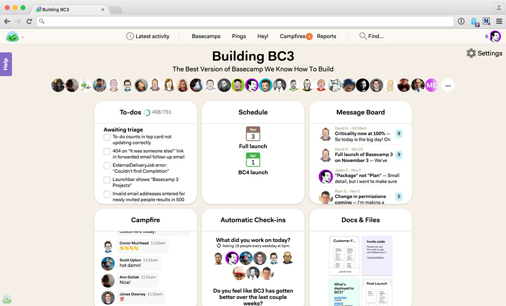 project collaboration using Basecamp