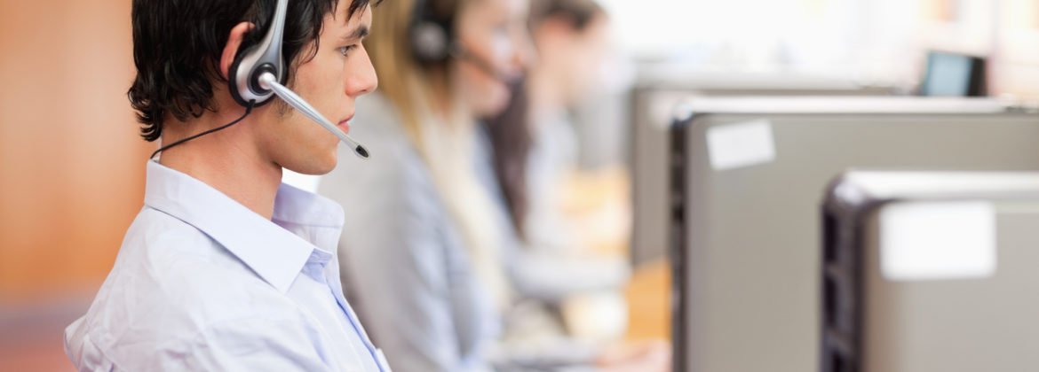 a man is wearing a headset used to support calls