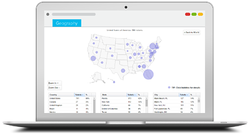 geography heat map on computer