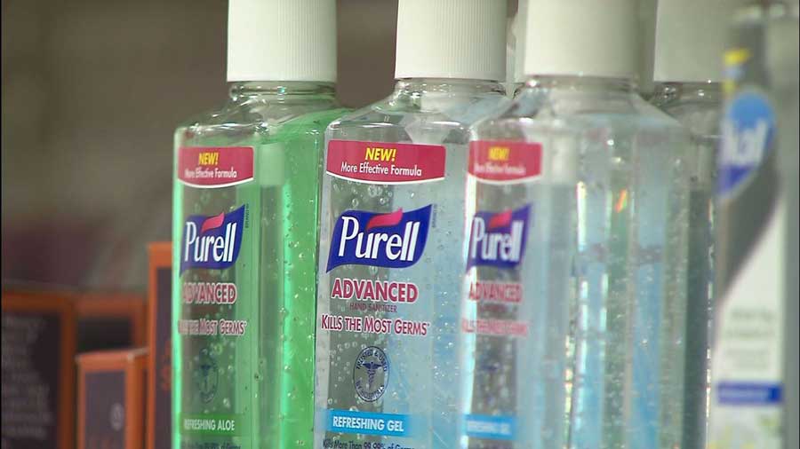 bottles of Purell hand sanitizer