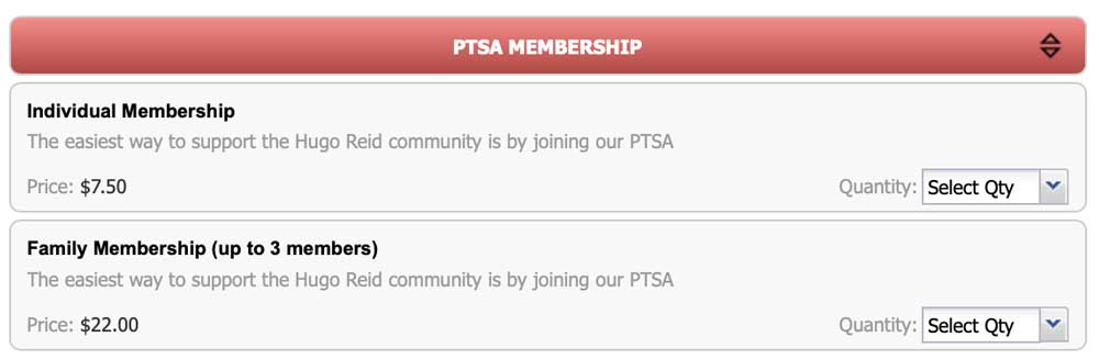 PTSA membership ticket packages