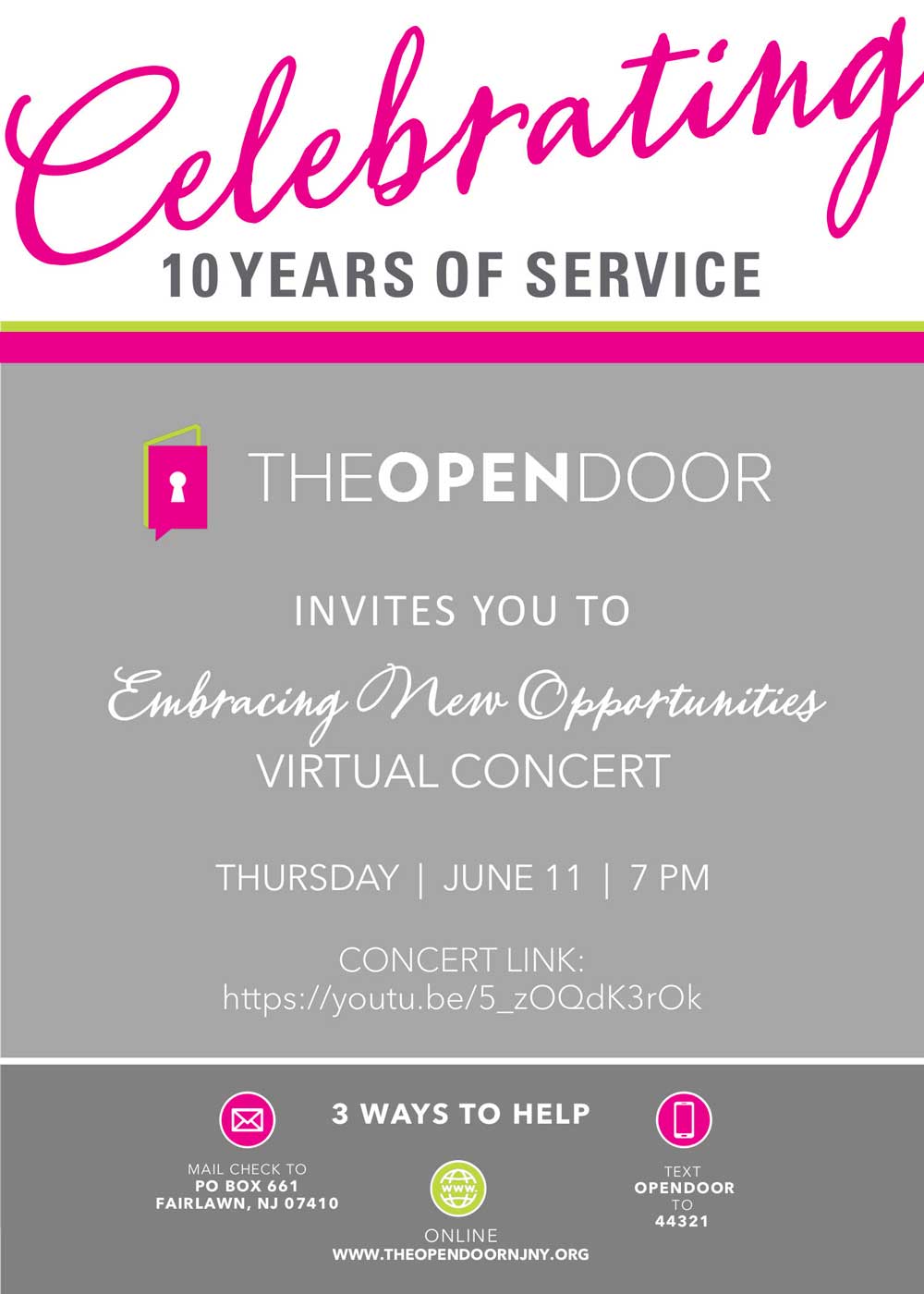 The Open Door poster for their virtual concert