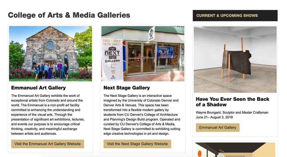 Denver college arts and media page