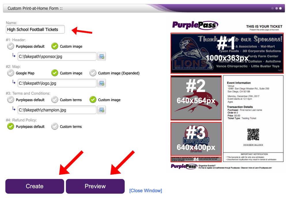 editing screen for Purplepass custom print at home