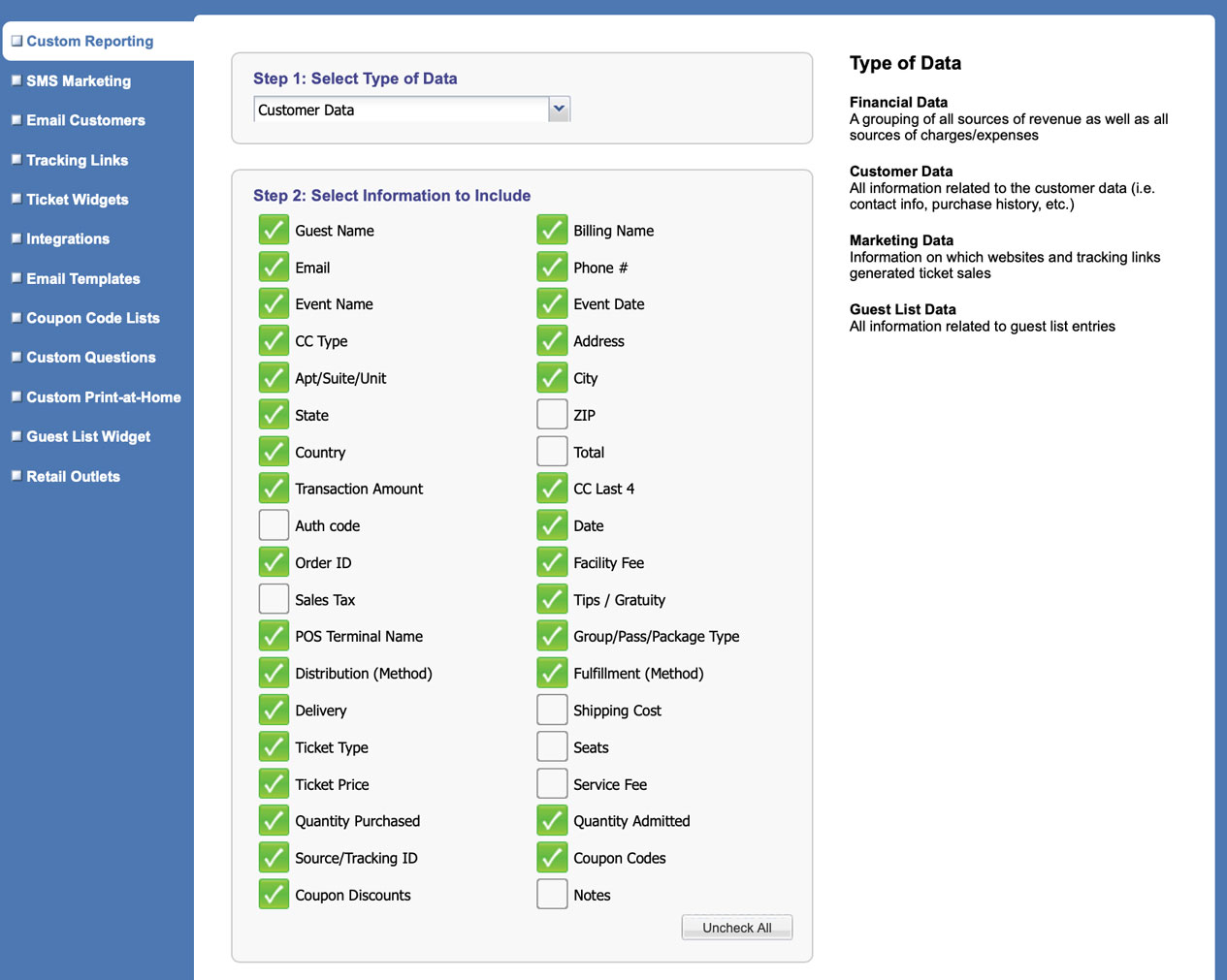 Custom-reporting-screen-with-different-boxes-checked-