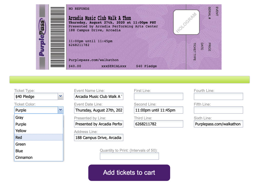 Ordering different ticket stock types and viewing your order history -  Purplepass