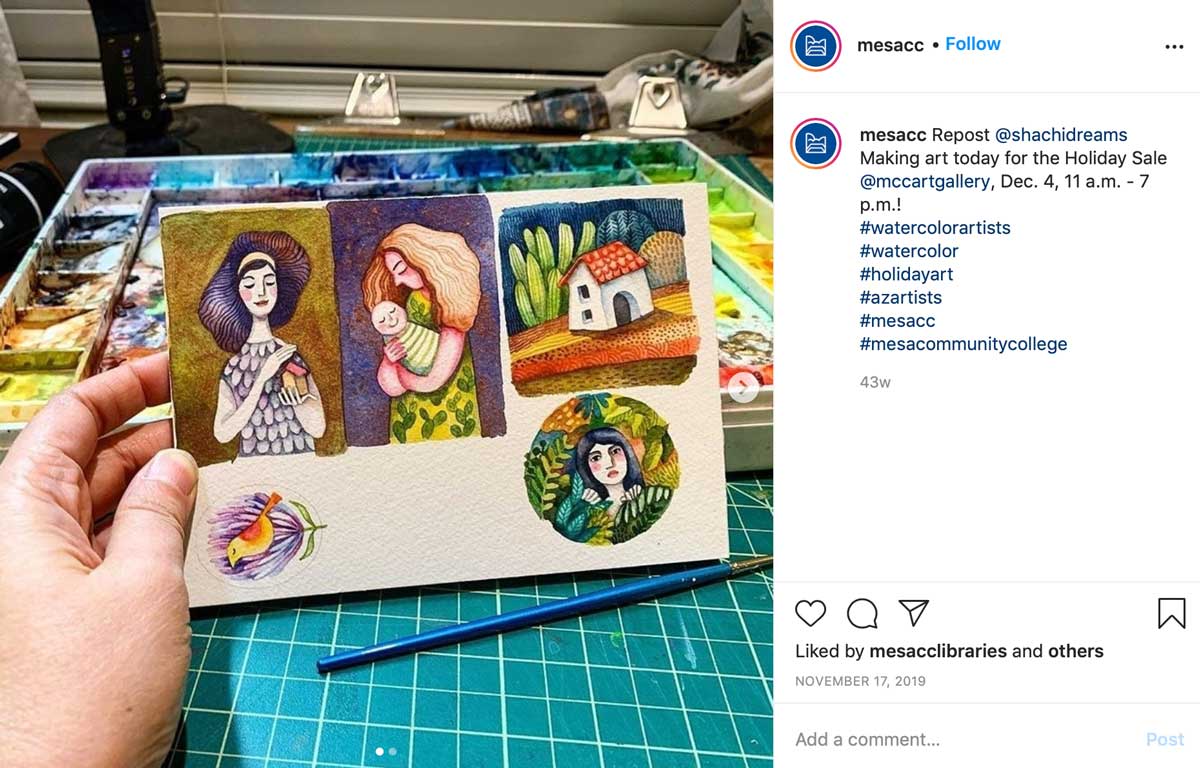 a-instagram-post-of-someone-holding-art-for-Mesa-Community-College