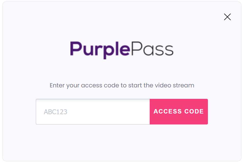 a pop up with a button that says Access Code that is pink