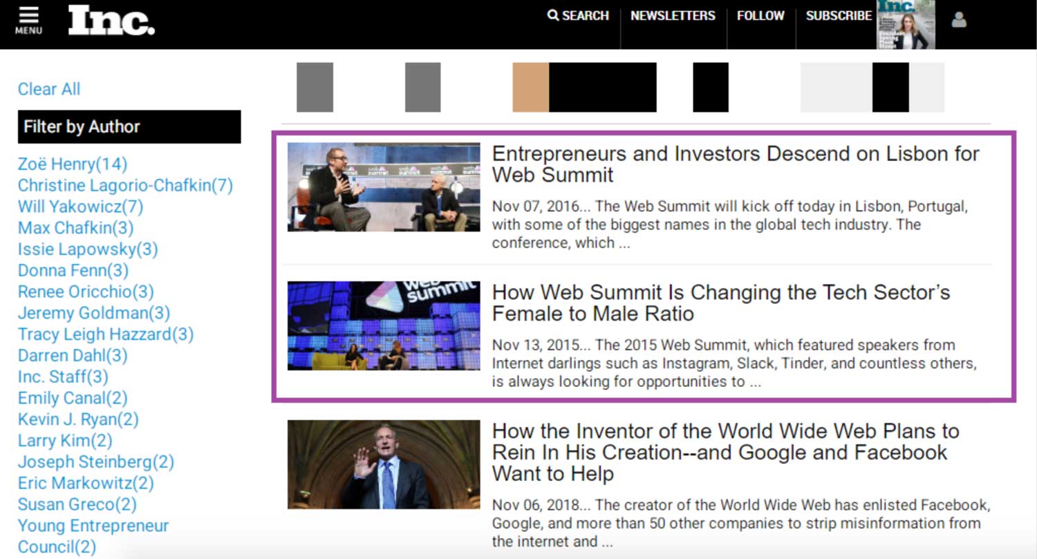 Inc.-website-with-a-purple-square-around-videos-on-their-page
