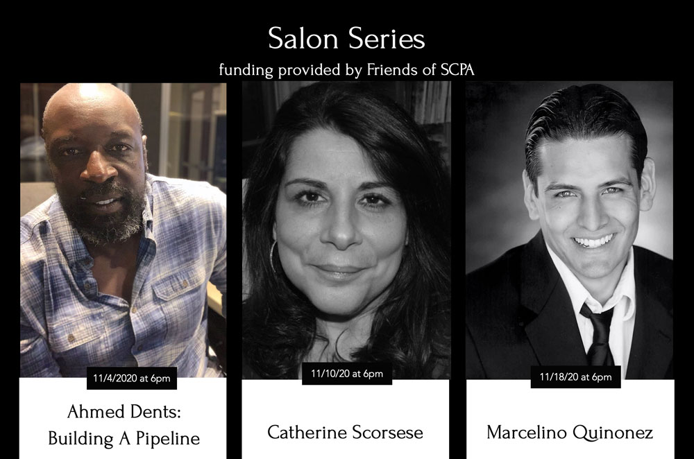 Title Salon Series with different faces on the screen of artists