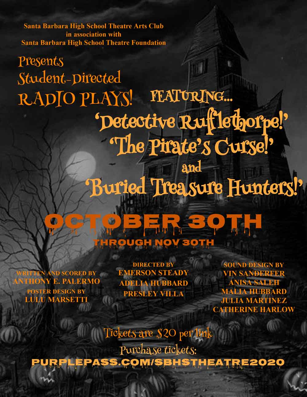 Radio Plays poster for Santa Barbara High School Theatre