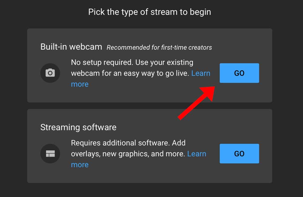 YouTube-Live-webcam-streaming-option