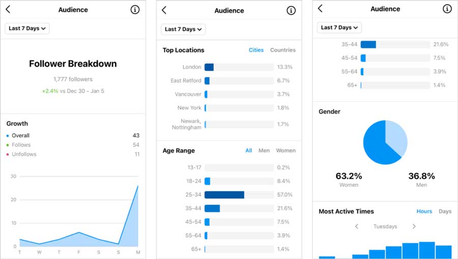 Instagram reports and analytics page