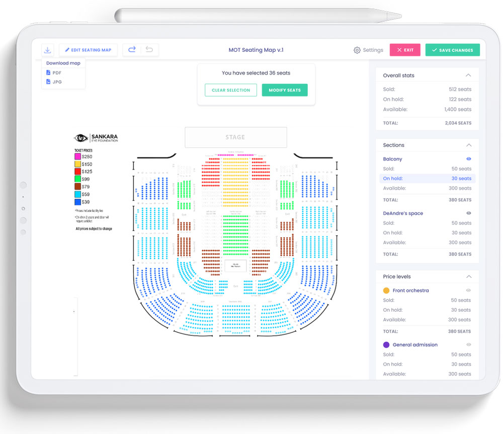 seating-chart-map-Purplepass-on-ipad