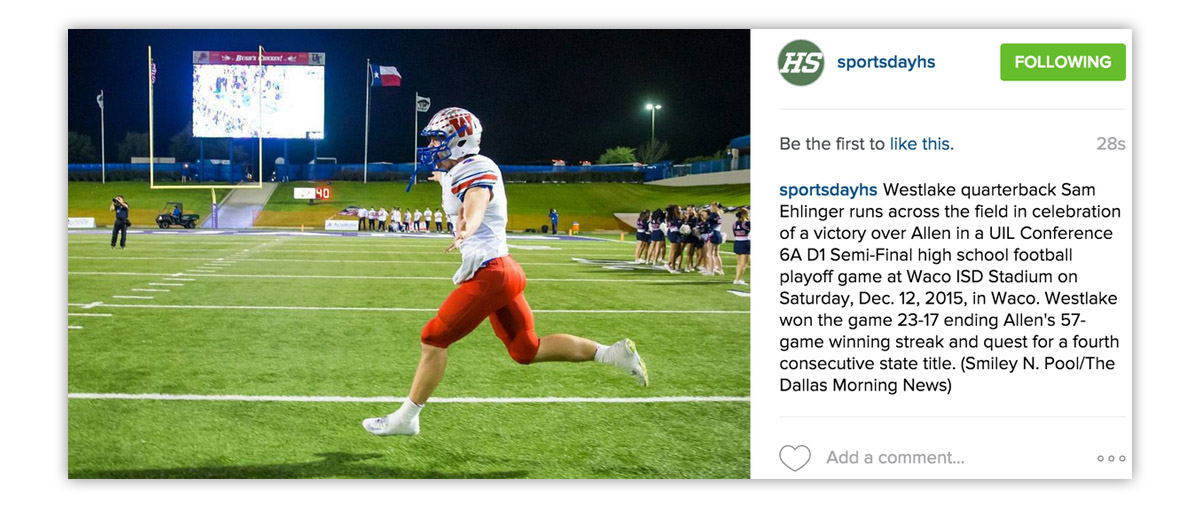 high school sports team social media