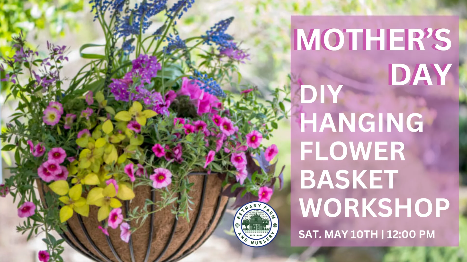 Mother's Day DIY Hanging Flower Basket Workshop, Starts on